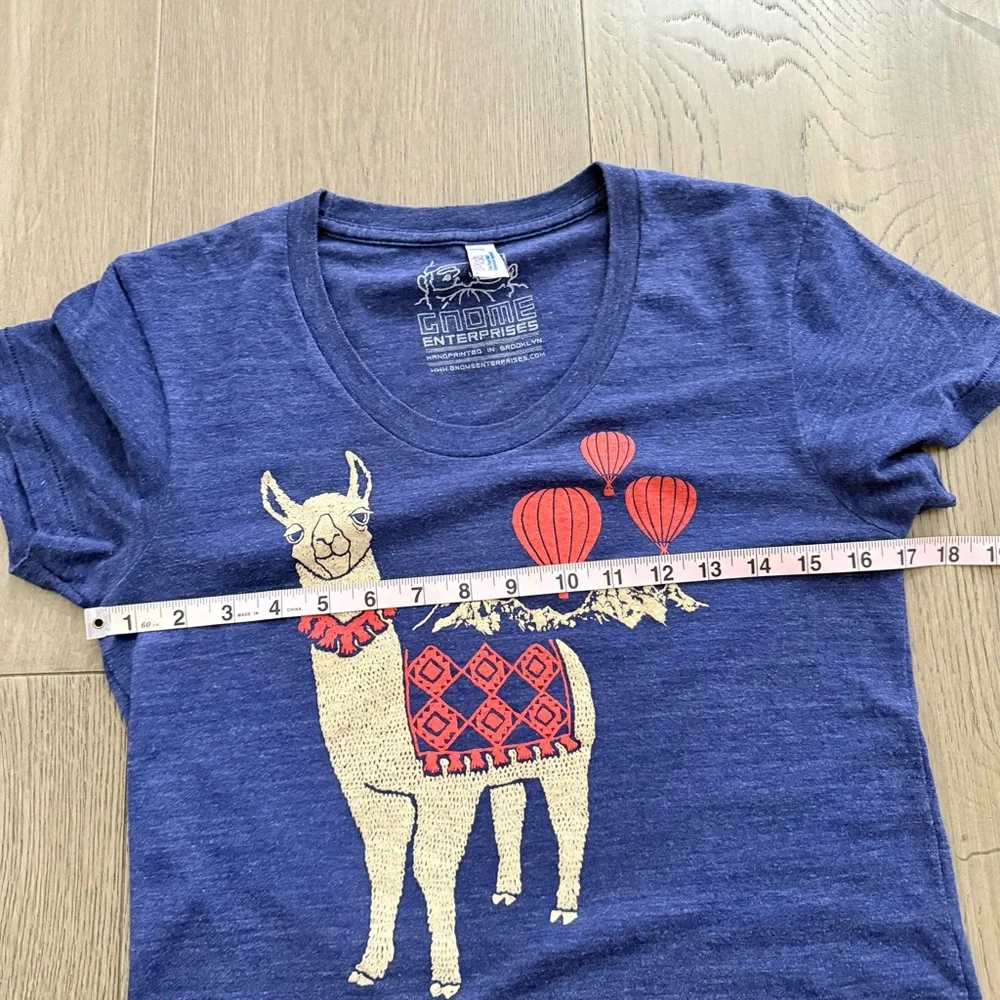 ModCloth Alpaca Hot Air Ballon American Apparel Scoop Neck Graphic Blue Large - Picture 7 of 8
